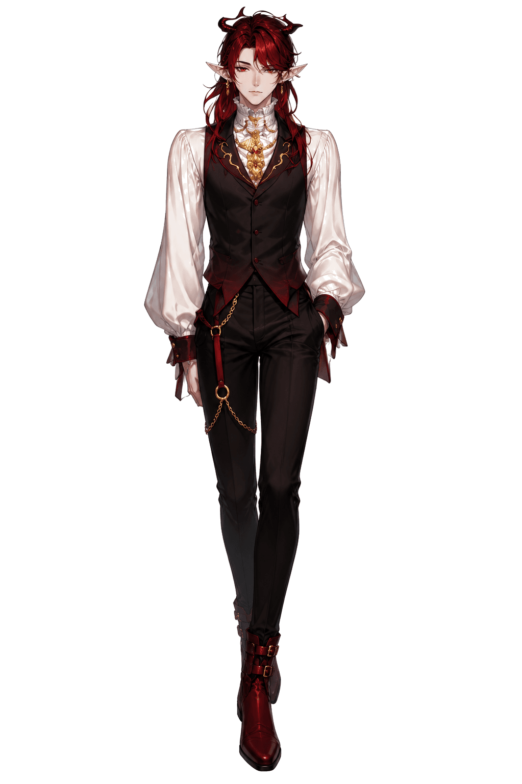 Crimson Noble — horned, elf-eared VTuber model in a red and gold vest