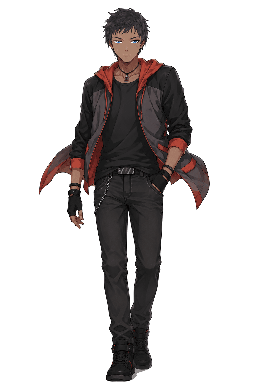 Ember Runner — VTuber model in a black and red hooded jacket
